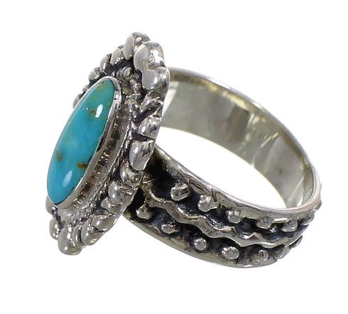 Southwest Turquoise Sterling Silver Ring Size 6-1/4 EX56368